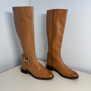 ALDO Brown Leather Round Toe Side Zip Buckle Knee High Boots Women’s Size 6,5